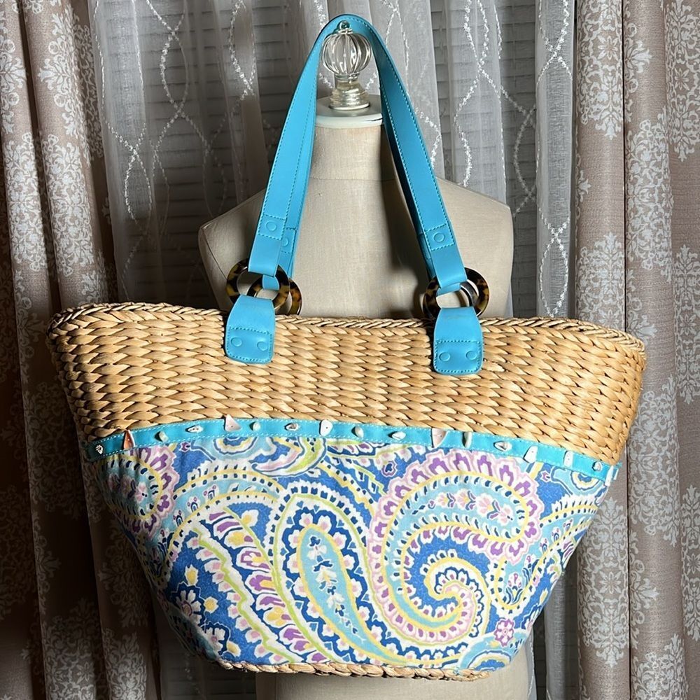 Vera Bradley Straw Beach Bag Tote in EUC - Picture 6 of 10